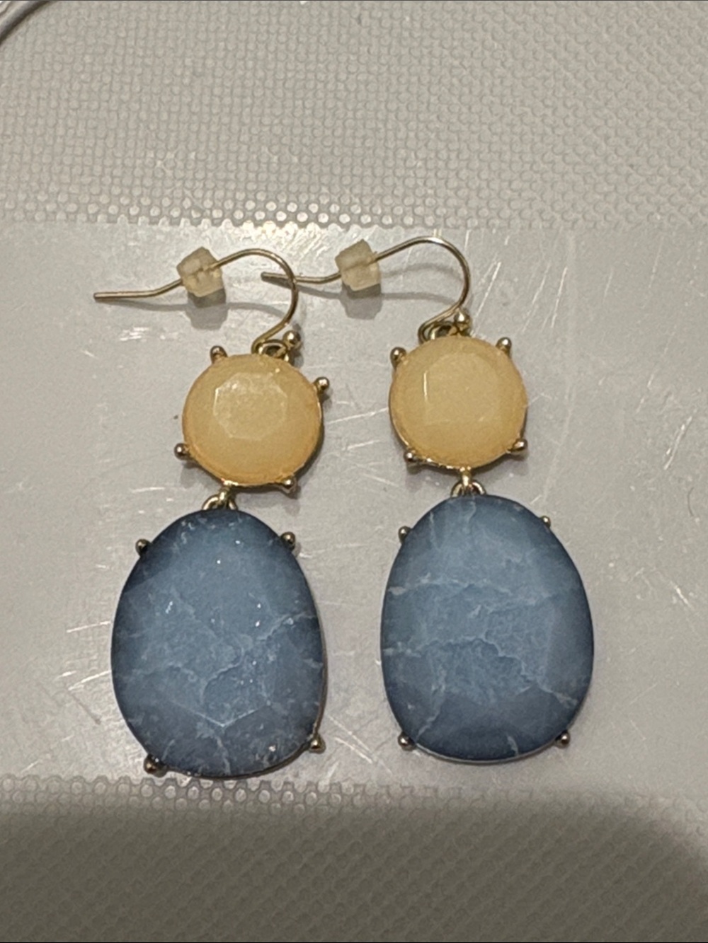 LOFT Yellow and Blue Double-Drop Stone Earrings